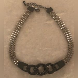 Express Chunky Fashion Necklace In Gunmetal Silver Color With rhinestones
